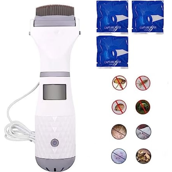 Electric Lice Comb with Vacuum, 3 Filters - Professional Lice Cleaning Tool for Kids and Pets