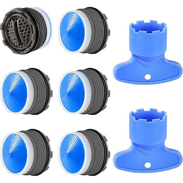 M18.5 Faucet Aerator 6 pcs Water Saving Aerator with Keys Compatible with Kitchen and Bathroom Sink Blue Plastic