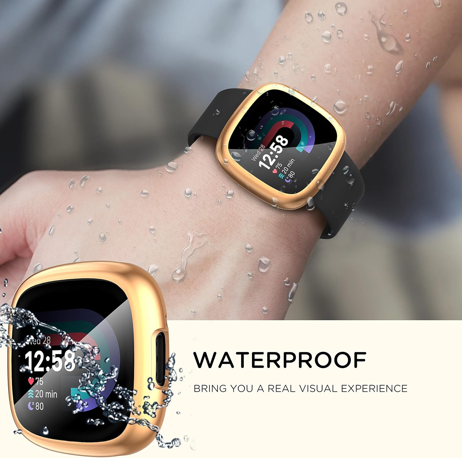 Fitbit Versa 4 Sense 2 Screen Protector Case 4-Pack Shockproof Soft TPU Full Protection