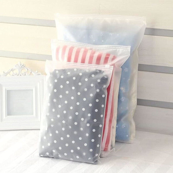 Zipper Bags for Clothes 35pcs Frosted Resealable Bag Plastic Zip-Lock Seal Clothing Bags for School Trip Reusable Travel Waterproof