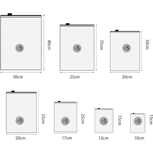 Zipper Bags for Clothes 35pcs Frosted Resealable Bag Plastic Zip-Lock Seal Clothing Bags for School Trip Reusable Travel Waterproof