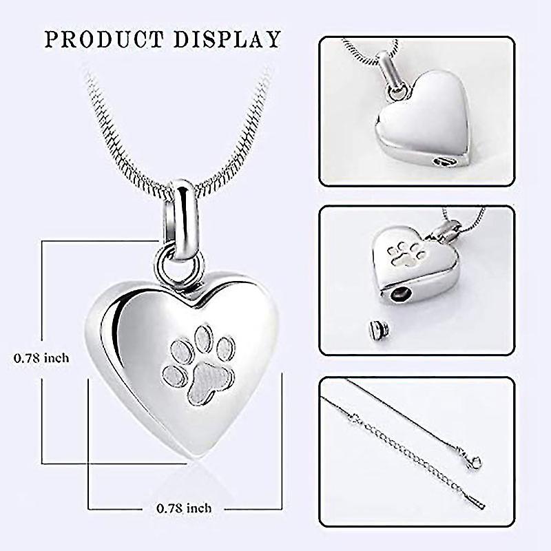 Pet Memorial Jewelry Heart Shaped Cremation Necklace for Ashes