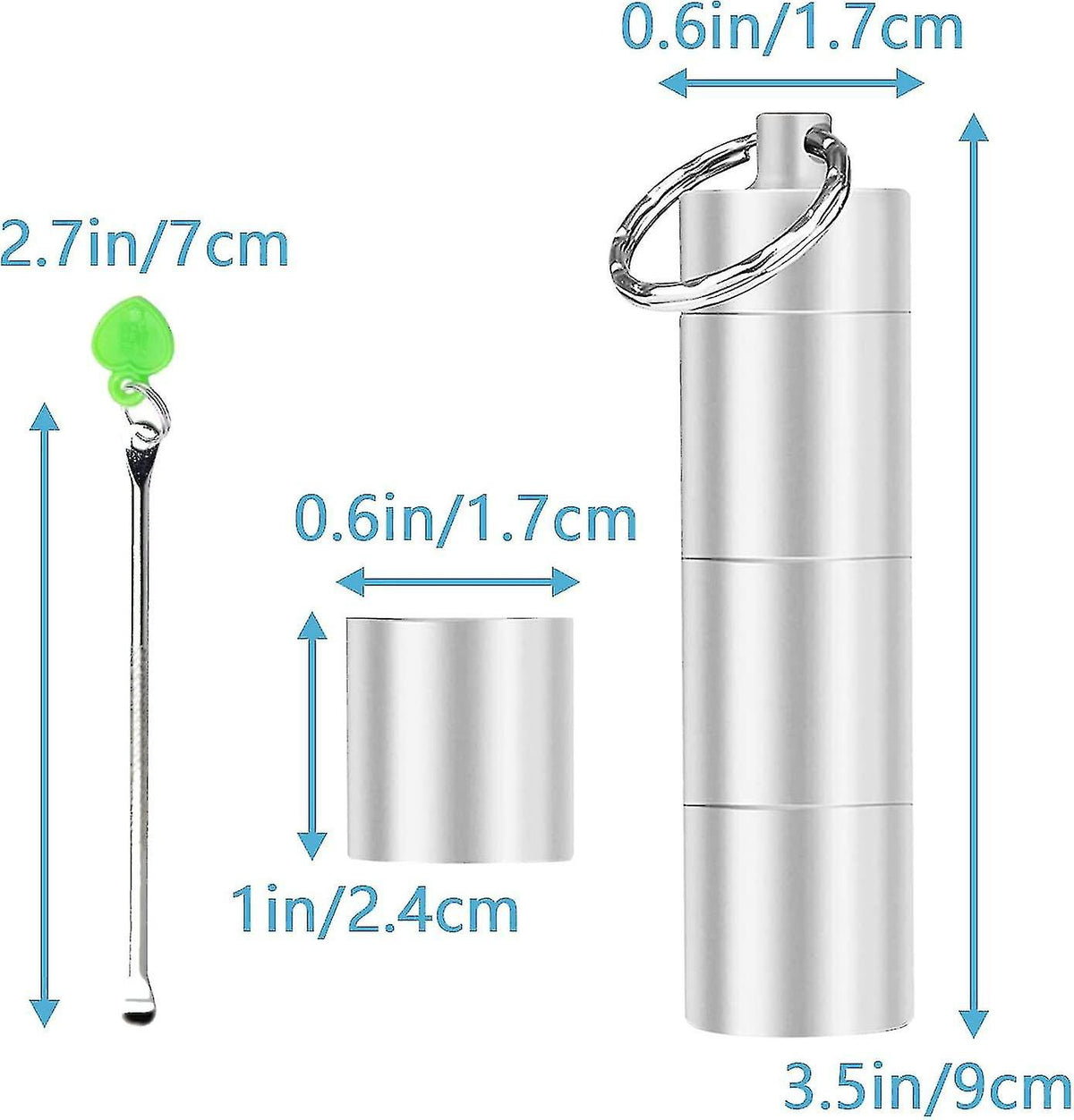 2 Pieces Aluminum Pill Box Portable Pill Organizer 3 Compartments Metal Pill Case Pocket Gift