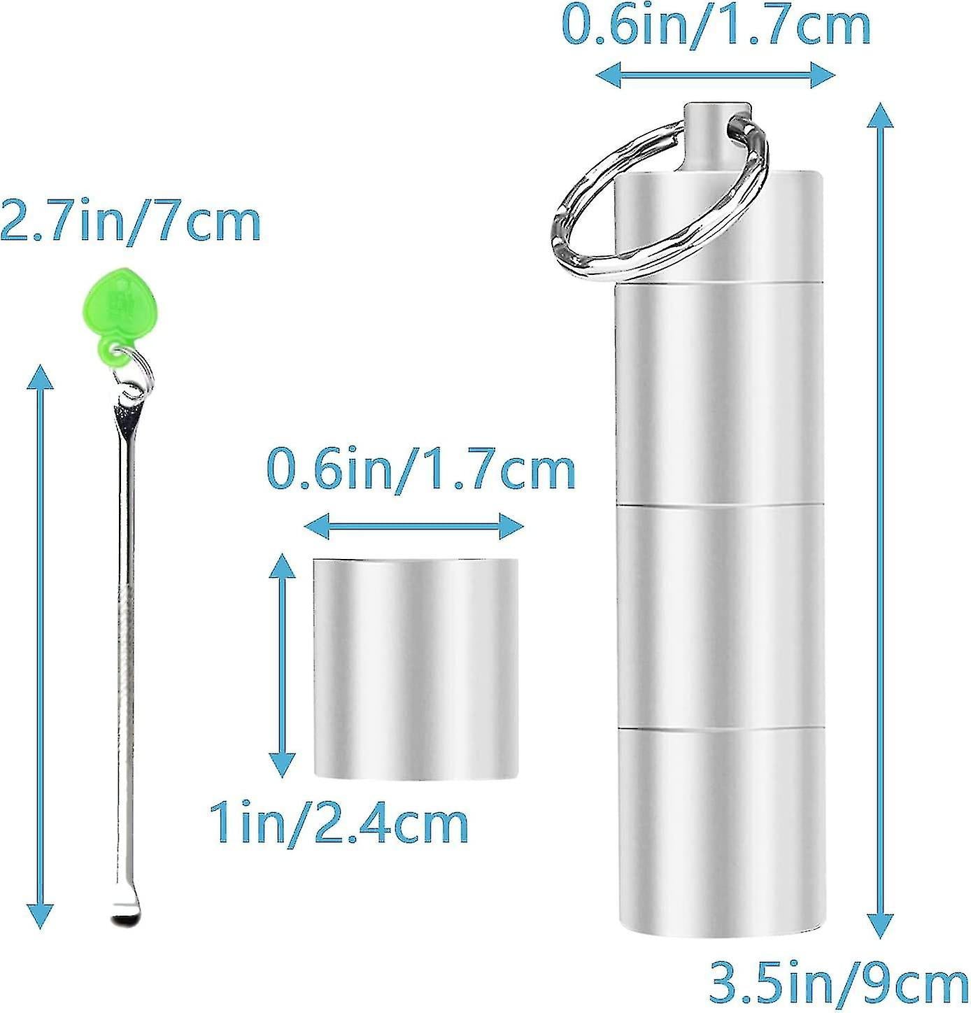 2 Pieces Aluminum Pill Box Portable Pill Organizer 3 Compartments Metal Pill Case Pocket Gift