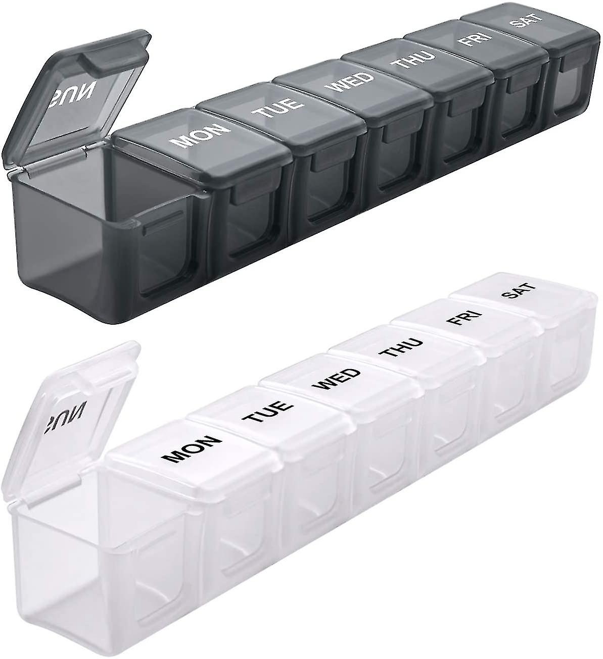 2 pcs Oversized Weekly Pill Organizer Box 2-pack, You Can Carry The Daily Pill Box Oversized Every Week Medicine Box