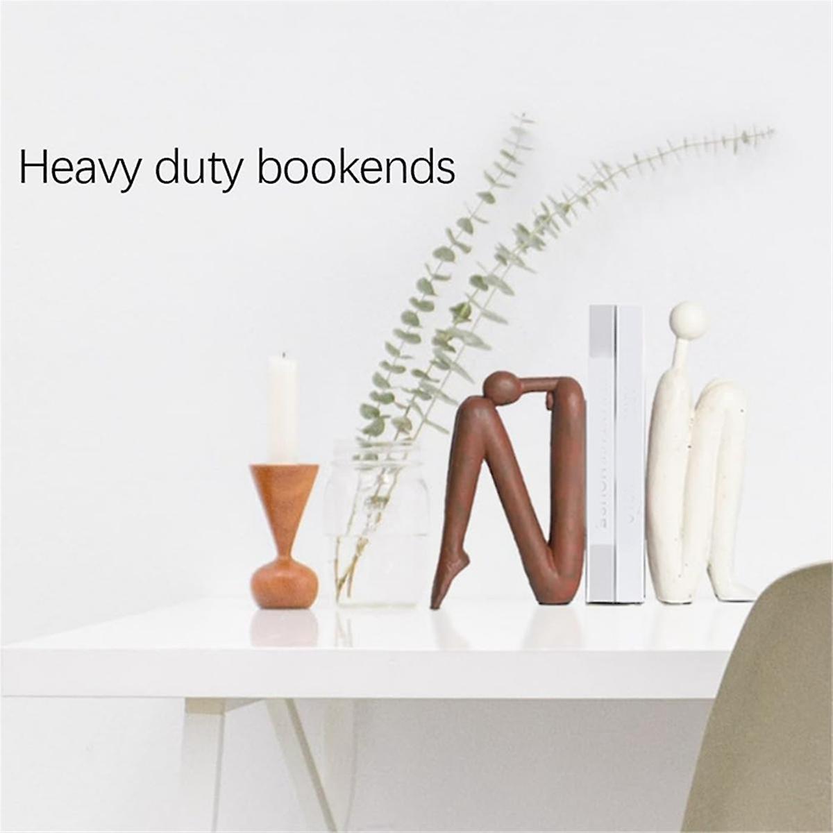Heavy Duty Decorative Bookends for Shelves and Office Desks Brown