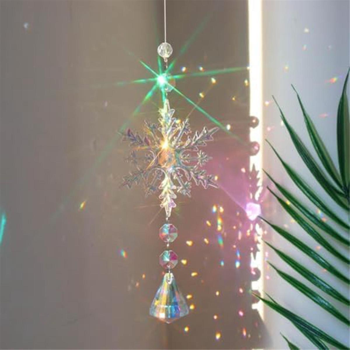 Crystal Sun Catcher Prism Ball Hanging Indoor Window Rainbow Snowflake Ornament