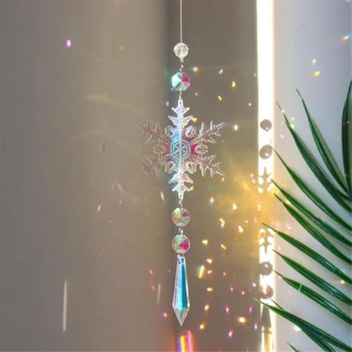 Crystal Sun Catcher Prism Ball Hanging Indoor Window Rainbow Snowflake Ornament