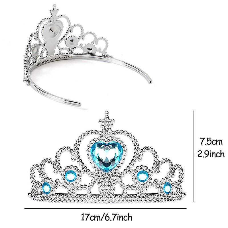 Elsa Cosplay Costume Set with Princess Dress, Gloves, Crown, Wand, Jewelry, Wig, Necklace, Braid