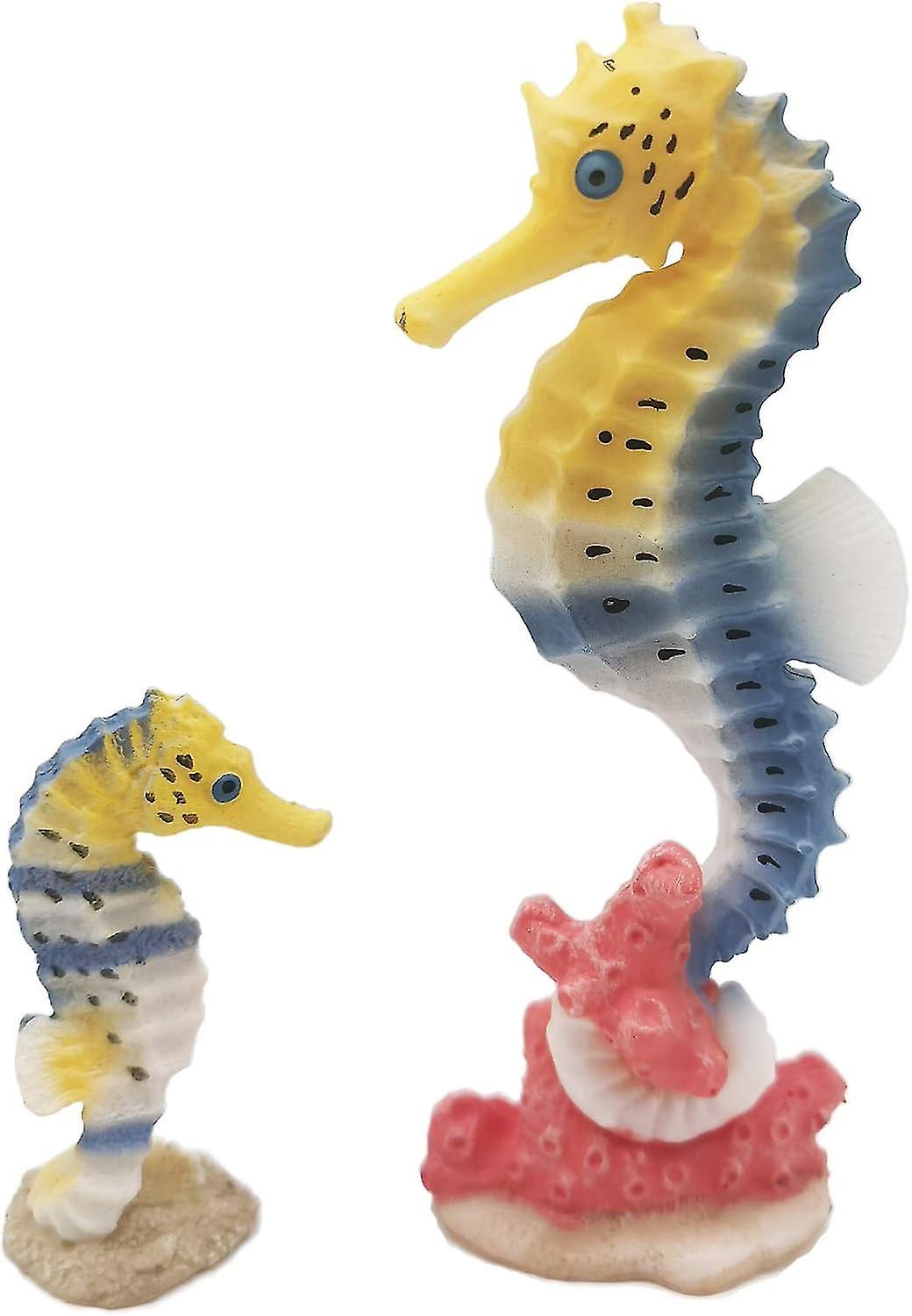 Seahorse Statue Ornament Compatible with Aquarium Decor Resin 2 Pieces