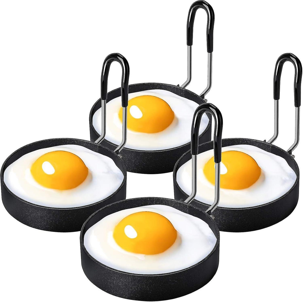 Stainless Steel Egg Ring Pancake Mold 4 Pieces Compatible with Fried Eggs Omelets