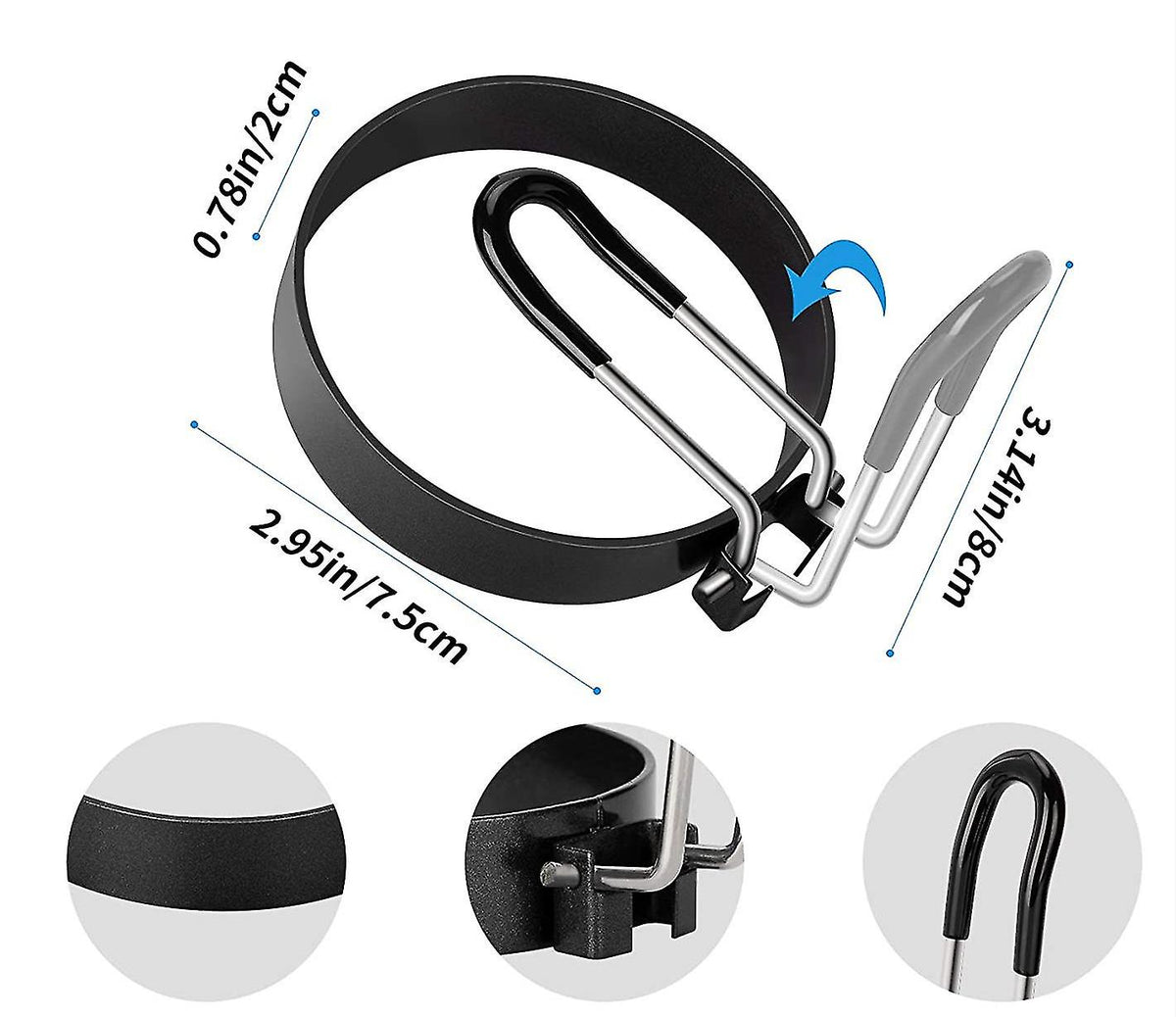 Stainless Steel Egg Ring Pancake Mold 4 Pieces Compatible with Fried Eggs Omelets