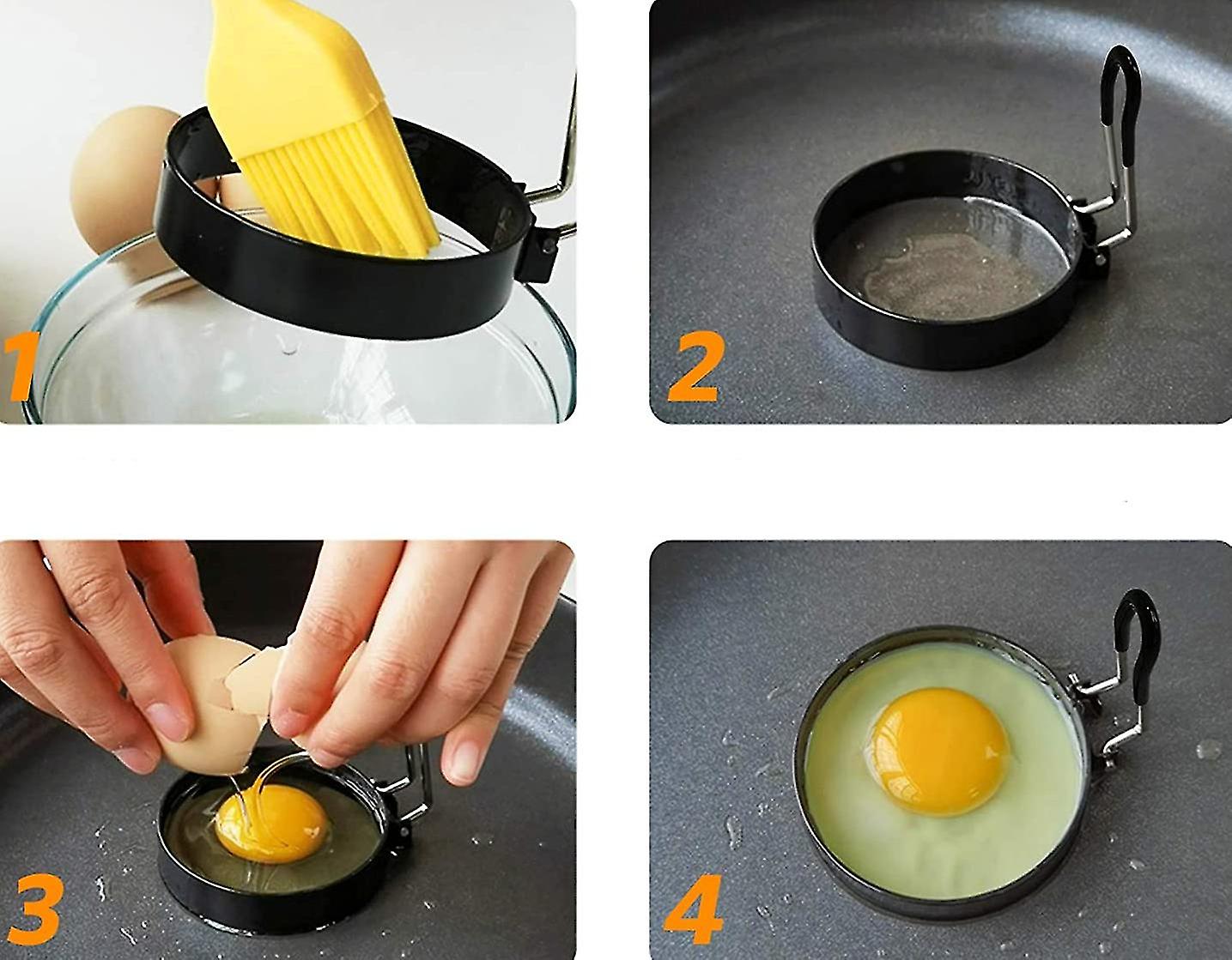 Stainless Steel Egg Ring Pancake Mold 4 Pieces Compatible with Fried Eggs Omelets