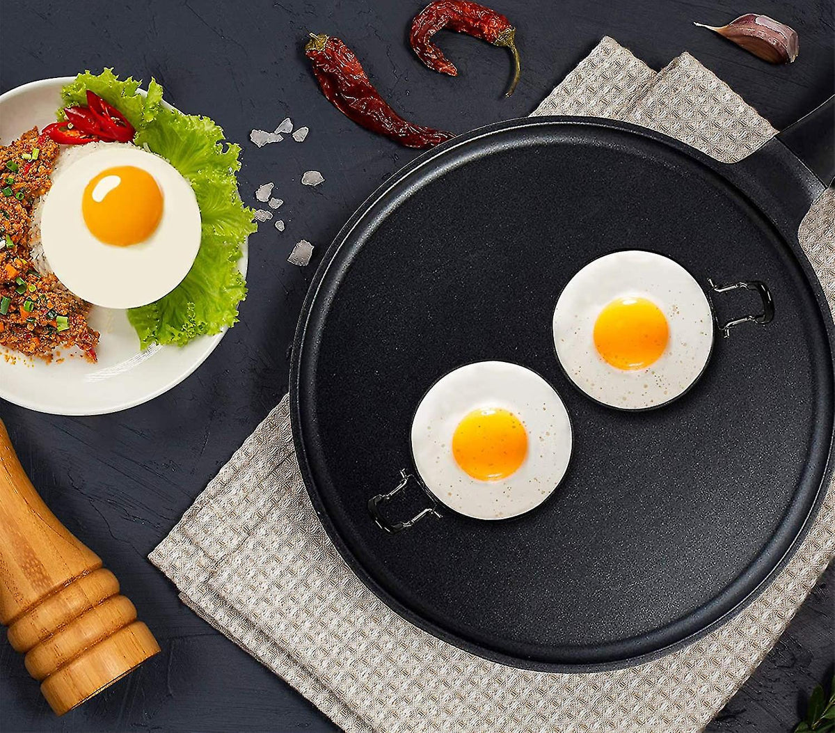 Stainless Steel Egg Ring Pancake Mold 4 Pieces Compatible with Fried Eggs Omelets