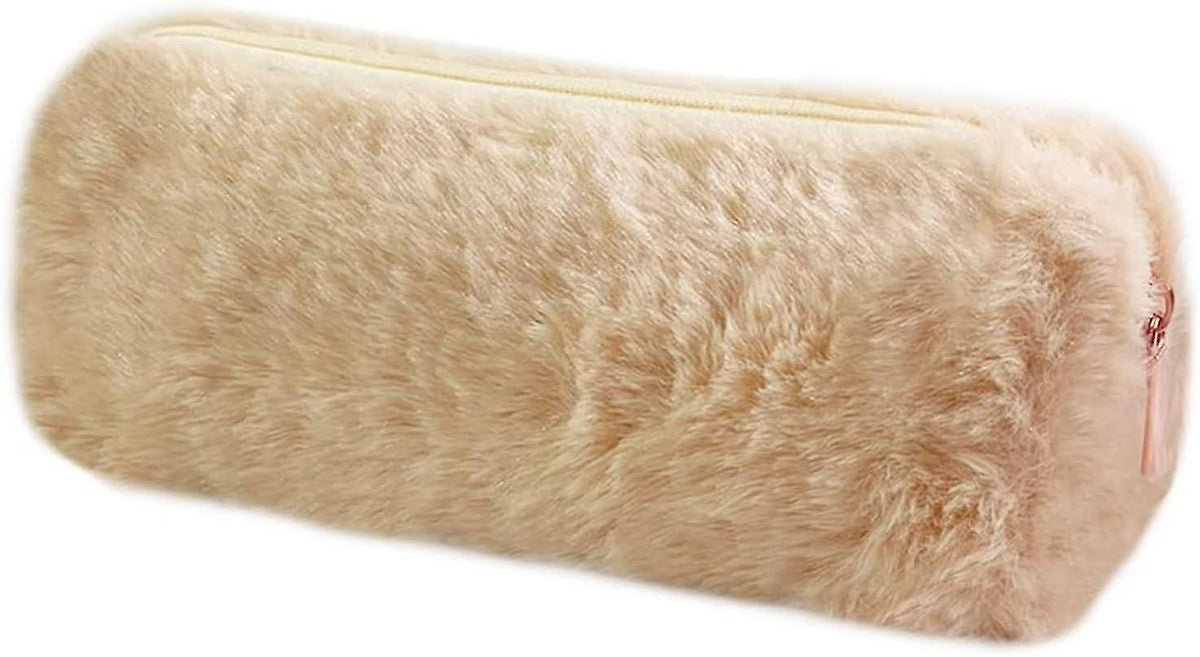 Plush Pencil Case, Fuzzy Pencil Bag Fluffy Makeup Bag Cute Pencil Case For Students Paper Protector For School Office (camel)