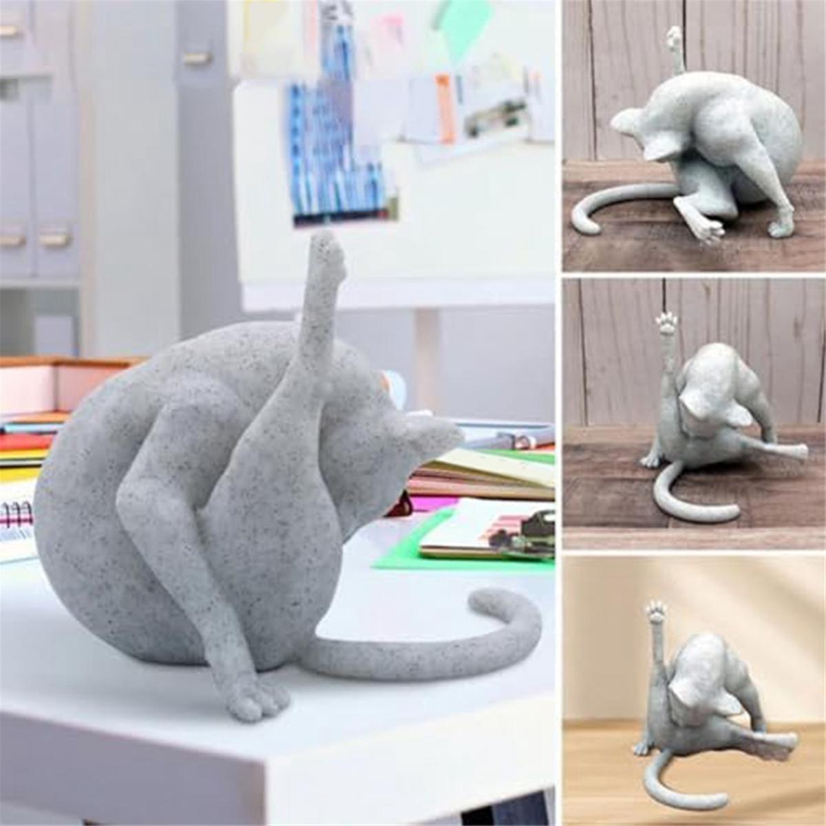 Cat Figurines Sculpture Decor for Cat Lovers, Funny Home Statue