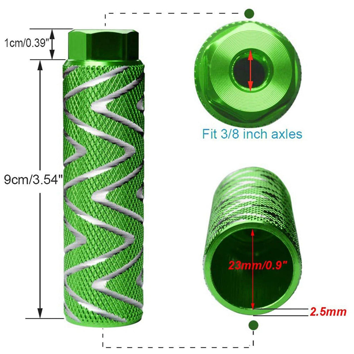 Aluminum Alloy Bicycle Cleats BMX Pedals, Fits 3/8 Inch Axles, 4pcs Rear Pedals