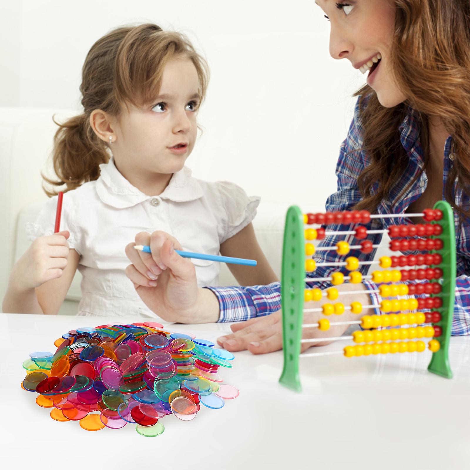 Plastic Bingo Tiles Markers, 500 pcs Round Tiles for Bingo Games Counting Cards Accessories