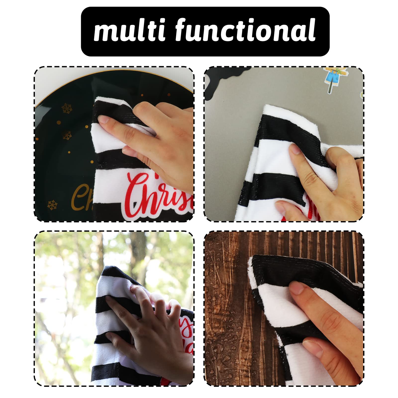 Christmas Kitchen Towels Set of 4, 18x26 inch Dishcloth for Drying Dishes