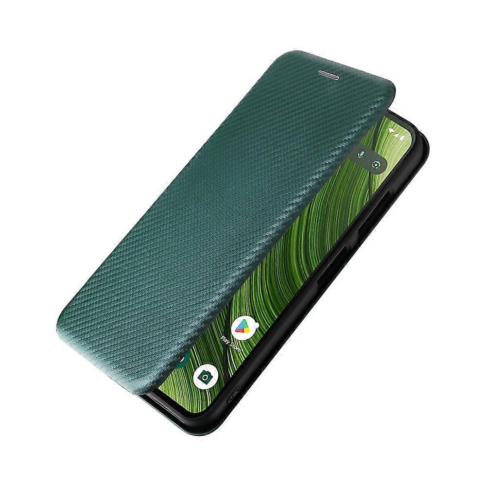 Fairphone 6 Case with Carbon Fiber Texture, Drop-Proof PU Leather Phone Cover Green, Compatible with Fairphone 6