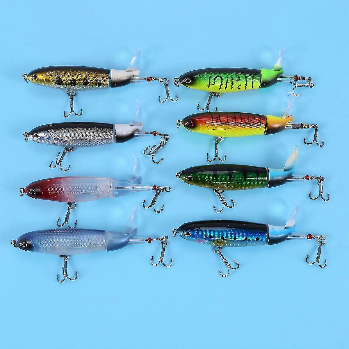 8pcs Whopper Plopper 11cm 15g Floating Popper Fishing Lure Hard Bait Wobbler Rotating