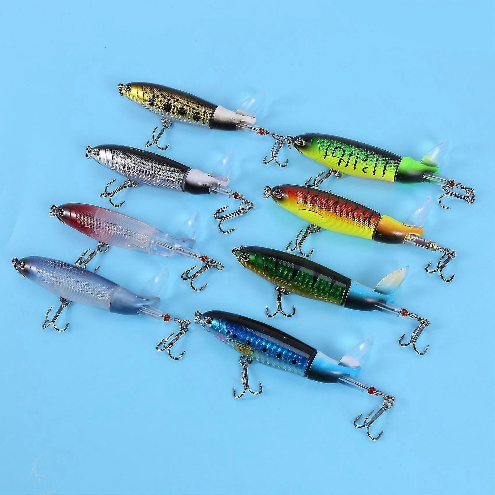 8pcs Whopper Plopper 11cm 15g Floating Popper Fishing Lure Hard Bait Wobbler Rotating