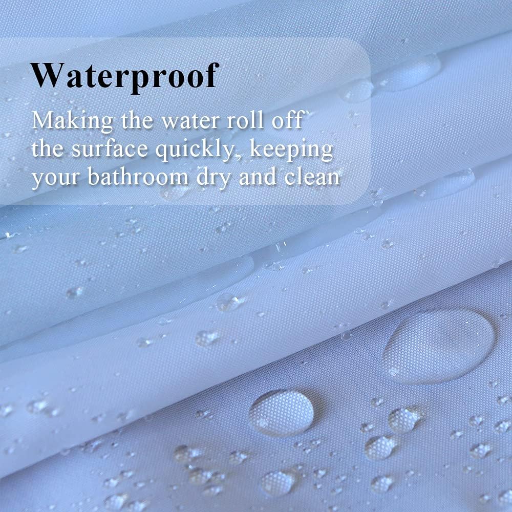 Winter Snow Scene Shower Curtain 180cm x 180cm Blue Sky Christmas Tree River Holiday Bath Curtain