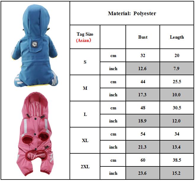 Dog Raincoat Waterproof Pink Hood Jacket Pet Clothing Size L