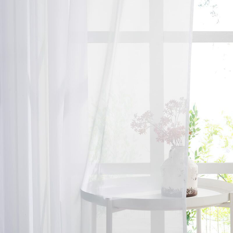White Sheer Curtains Set of 2 132x160 cm Organza Tulle Eyelets Transparent Light Filter for Bedroom Kitchen
