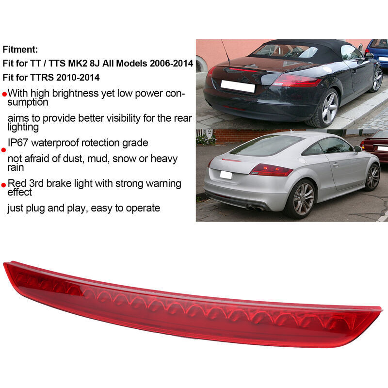 DEBUNS Brake Light Compatible with TT/TTS MK2 8J Models 2006-2014 Rear Third High Mounted 8J0945097
