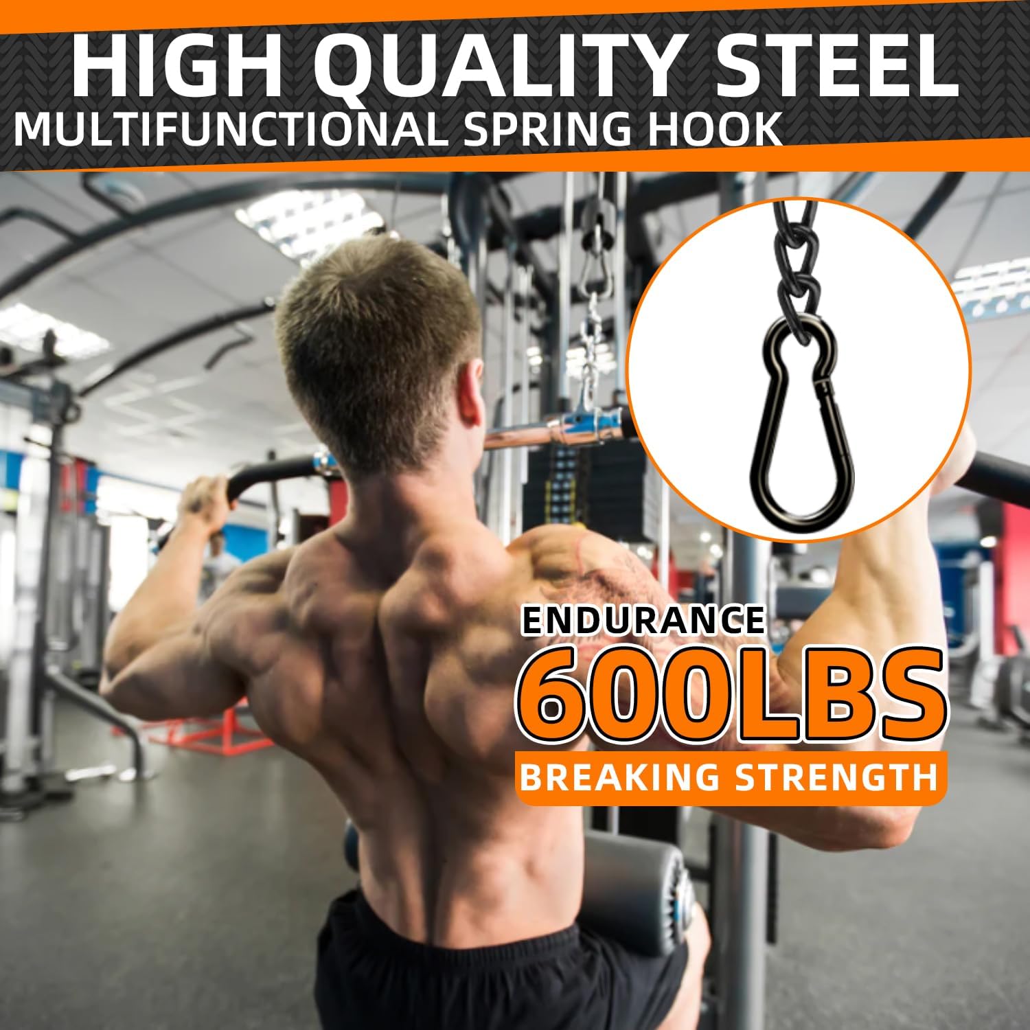 Heavy Duty Carabiners 2-Pack for Keys Camping Fishing, 10cm Length 4.9cm Width, Large Rope Connector