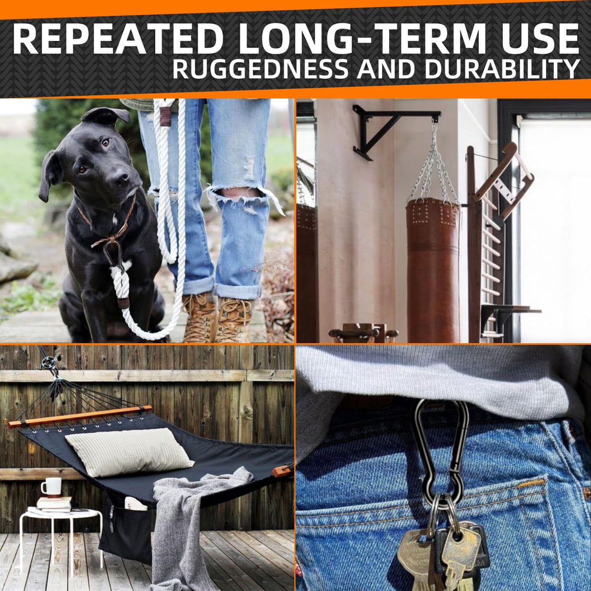 Heavy Duty Carabiners 2-Pack for Keys Camping Fishing, 10cm Length 4.9cm Width, Large Rope Connector