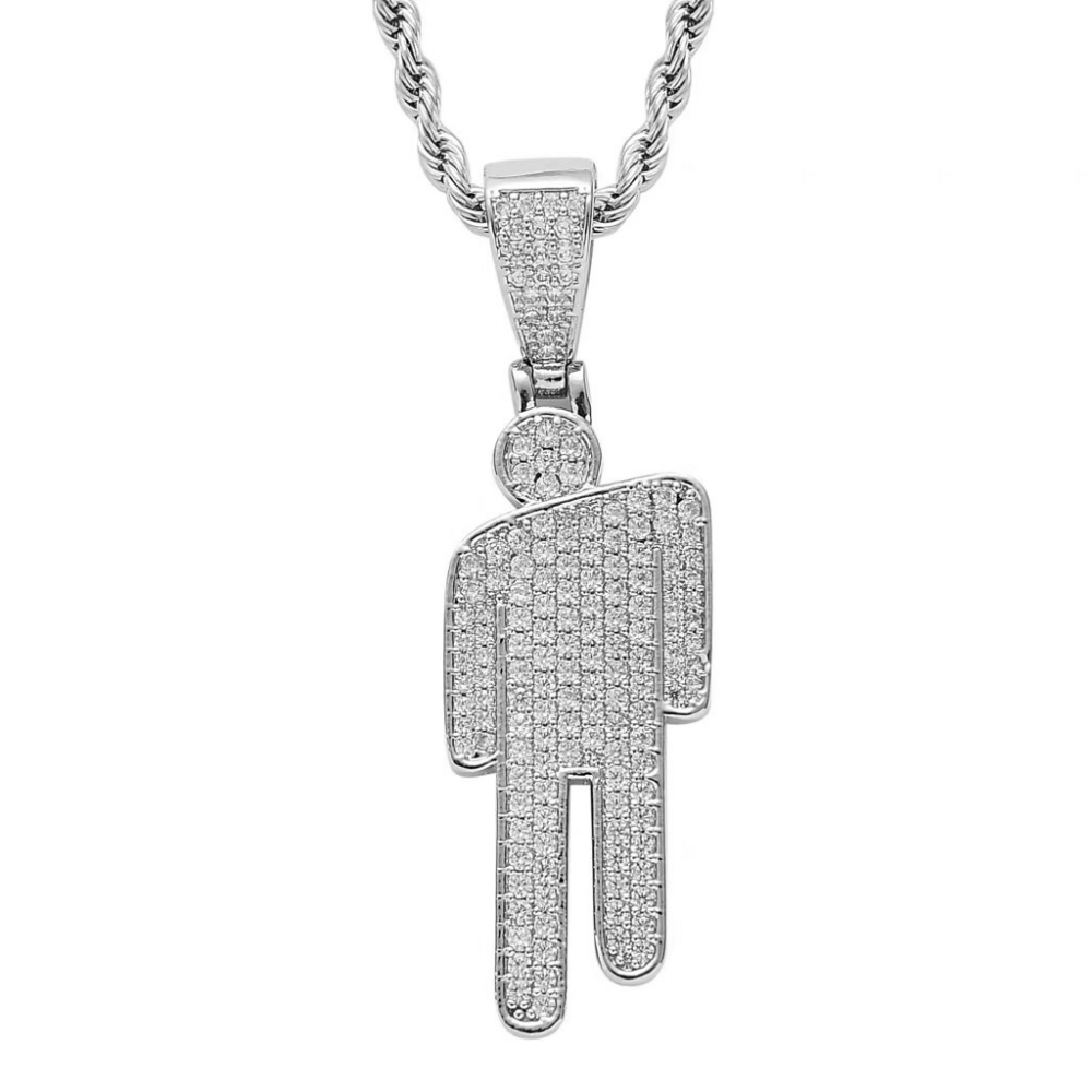 Billie Eilish Necklace for Women, Silver Pendant, Charms