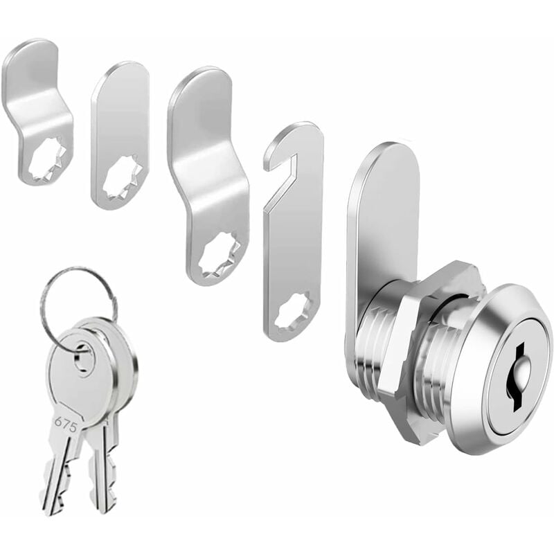 Security Mailbox Lock 16mm Cylinder Cabinet Cupboard Toolbox File Cabinet Compatible with 5 Lock Plates 2 Keys