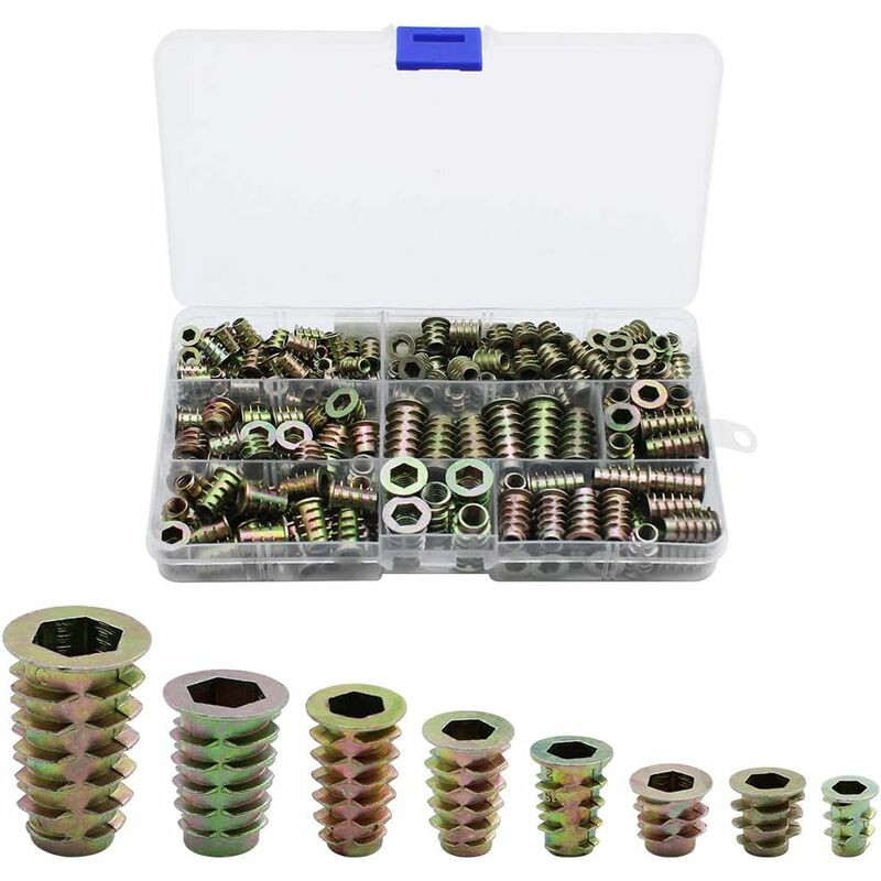 230 Pieces Zinc Alloy Hexagonal Threaded Insert Nuts, Threaded Insert Nuts, External Thread Nuts M4 M5 M6 M8 for Nut Tool Kit