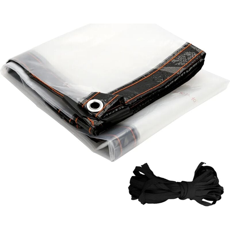 Waterproof Clear PVC Tarpaulin Overlay Panel Roof with Eyelets and Rope 2 x 3m