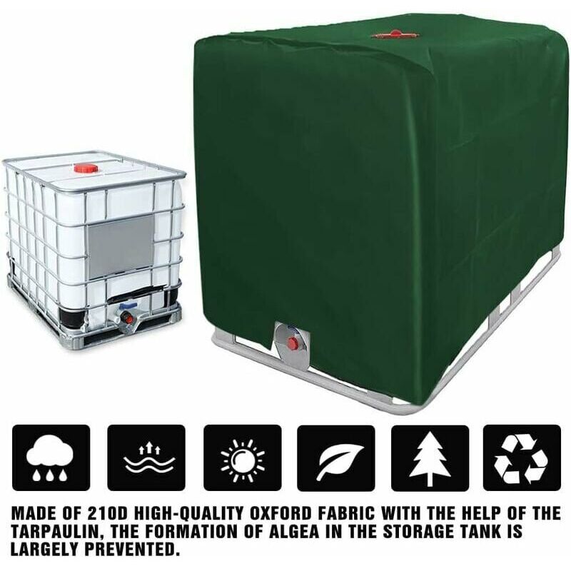 IBC Tank Cover Tarpaulin for 1000L IBC Container, GU.B/bon 116 x 100 x 120 cm Water Tank Cover Anti-UV Anti-Rain (Green)..DEBUNS
