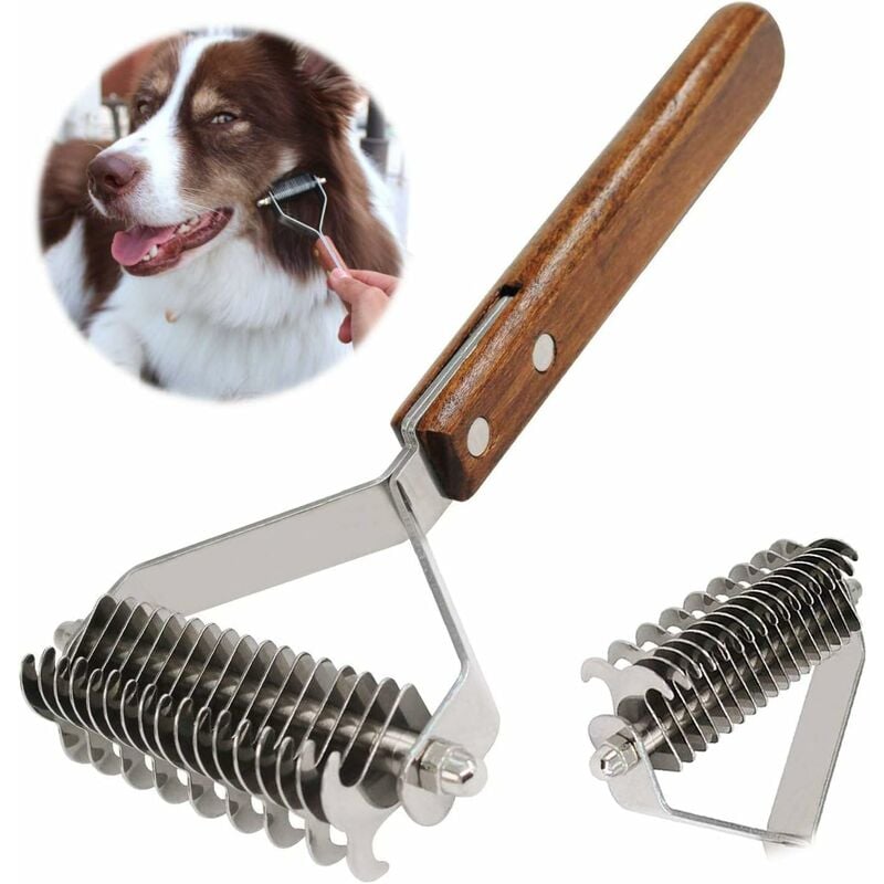 Dog Grooming Brush Coat King Undercoat Comb Dual 17+9 Teeth for Pet Hair Removal Dematting
