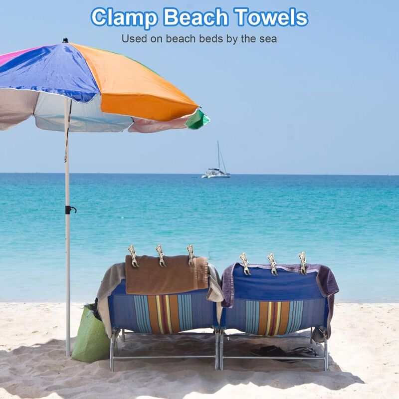 Heavy Duty Stainless Steel Clothes Pegs, Large, 10-Pack, for Sunbeds and Pool Covers