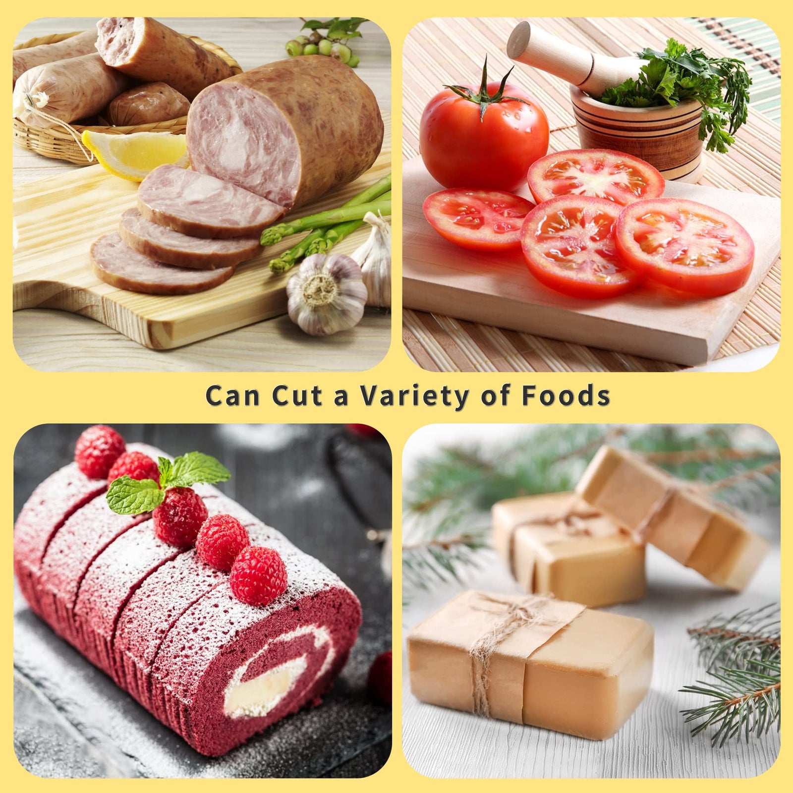 Cheese cutter with wire, cheese cutter for block cheese with 6 replacement wires, stainless steel cheese cutter