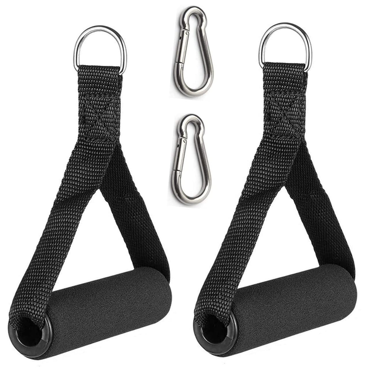 Heavy Duty Training Handle with Carabiners for Cable Machines and Gym Equipment, Compatible with Resistance Bands