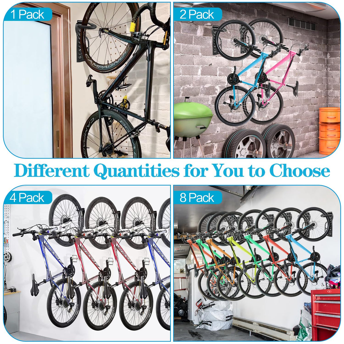 Garage Wall Mounted Bike Rack 2 Pack Heavy Duty Steel Hook Compatible with Oral-B Holds 66 lbs