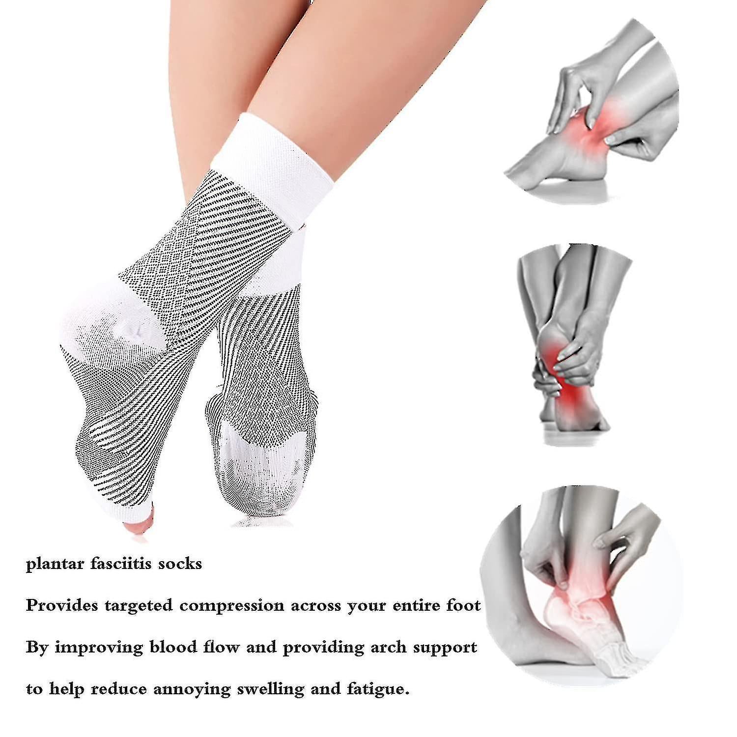 Soothing Neuropathy Socks 3 Pairs, Plantar Fasciitis Tendinitis Relief, White Large X-Large