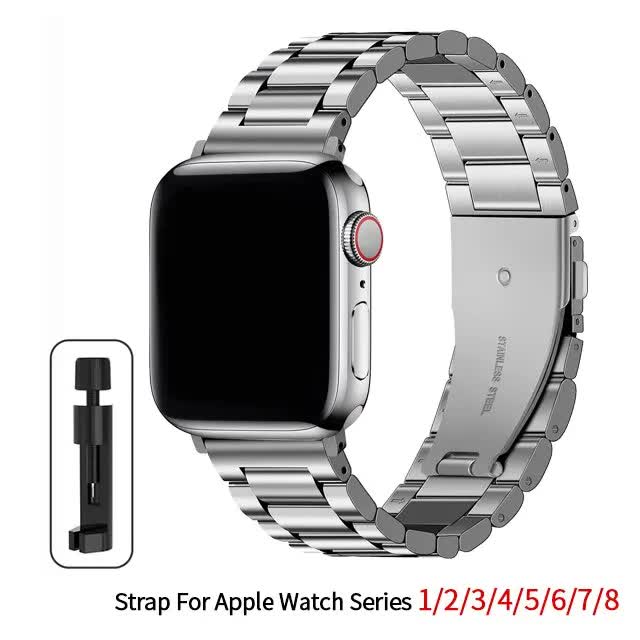 Stainless Steel Bracelet for Apple Watch Band 49mm 45mm 44mm 42mm Watch Metal Bracelet for iWatch Series 9 8 7 6 5 Silver