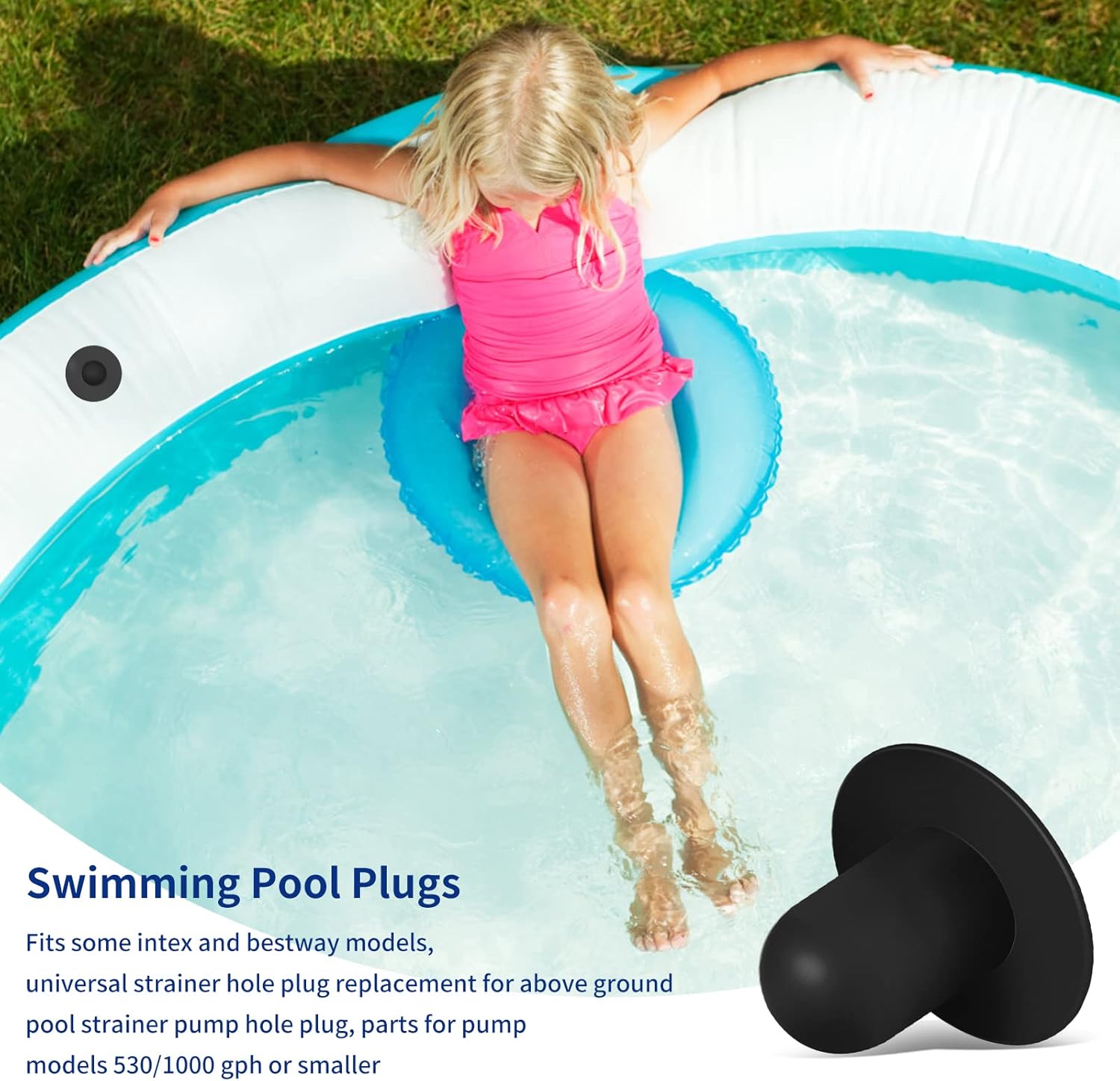 4-Pack Pool Wall Plug Replacement Parts - Above Ground Pool Filter Pump Filter Hole Plug Compatible with Intex and Bestway