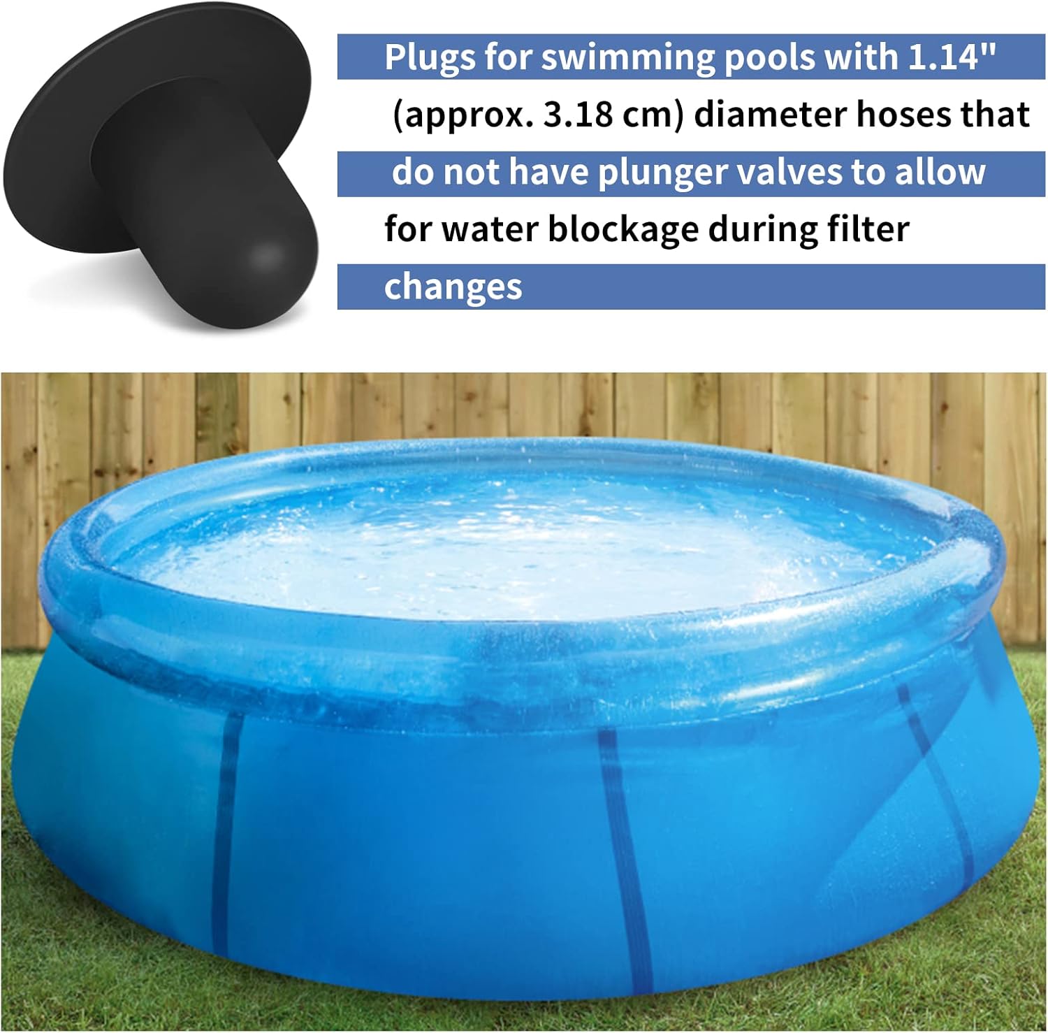 4-Pack Pool Wall Plug Replacement Parts - Above Ground Pool Filter Pump Filter Hole Plug Compatible with Intex and Bestway