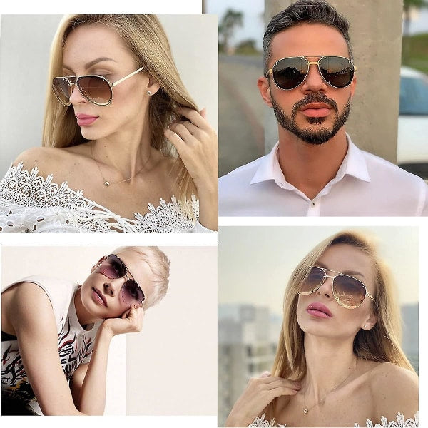 Women's Sunglasses Classic Pilot Sunglasses Metal Frame Fashion Style Uv400 Protection, Gold Frame/Gray