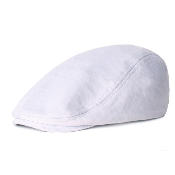 Unisex Cotton Beret - Soft Casual Solid Color Cap for Men and Women with Apple Compatibility, White, One Size