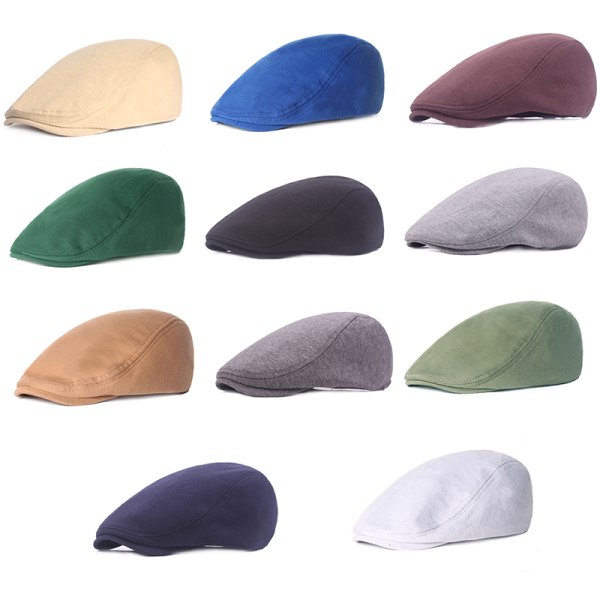 Unisex Cotton Beret - Soft Casual Solid Color Cap for Men and Women with Apple Compatibility, White, One Size