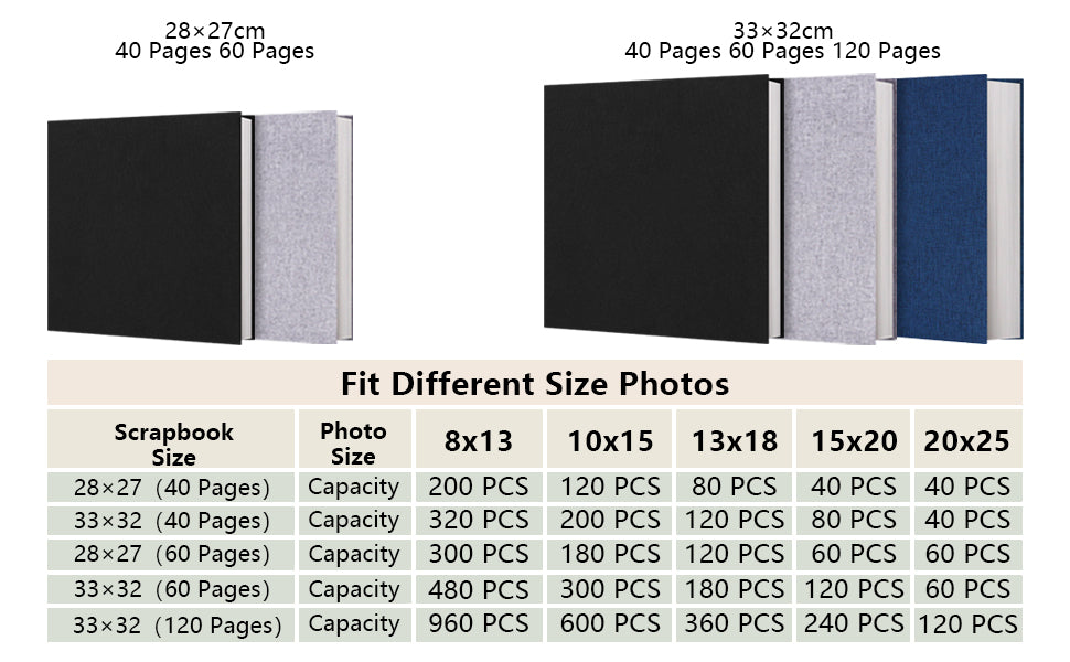 Self-Adhesive Photo Album 27 * 28 cm Scrapbook Album 40 Double-Sided Pages Linen Hardcover DIY Anniversary Memory Book for Baby